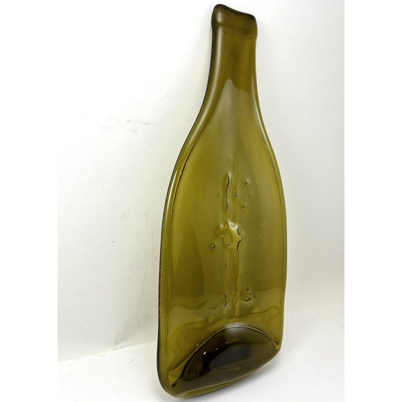 Recycled Green Glass Wine Bottle Relish Serving Tray Melted Charcuterie Cheese - Picture 4 of 6